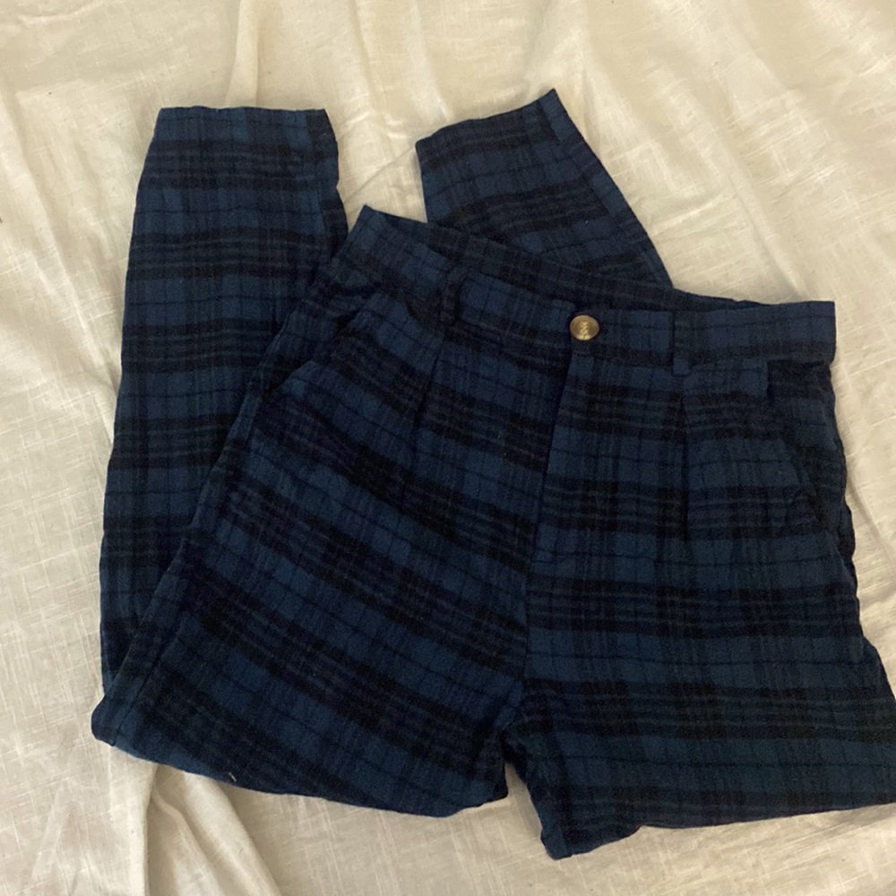 Blue plaid pant